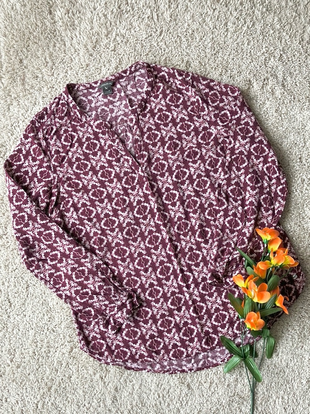 Eddie Bauer | V-Neck Blouse with Geometric Print